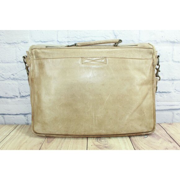 Tan Leather Briefcase Attached Case Laptop Messenger Bag - Picture 3 of 12